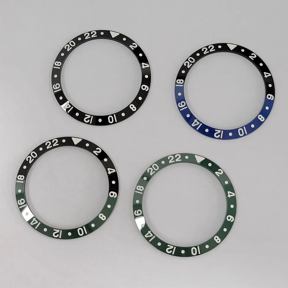 MODIFIED GMT CERAMIC CIRCLE GREEN LUMINOUS OBLIQUE CIRCLE MOUTH OUTER DIAMETER 37.5MM, INNER DIAMETER 30.7MM THICKNESS 1.85MM