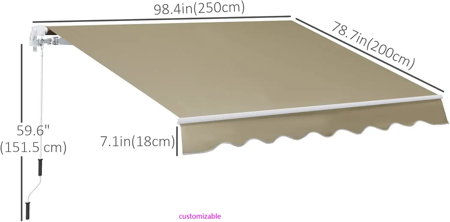 

Выдвижной тент для патио 8 x 7 футов, наружная солнцезащитная крышка для палубы, бежевый