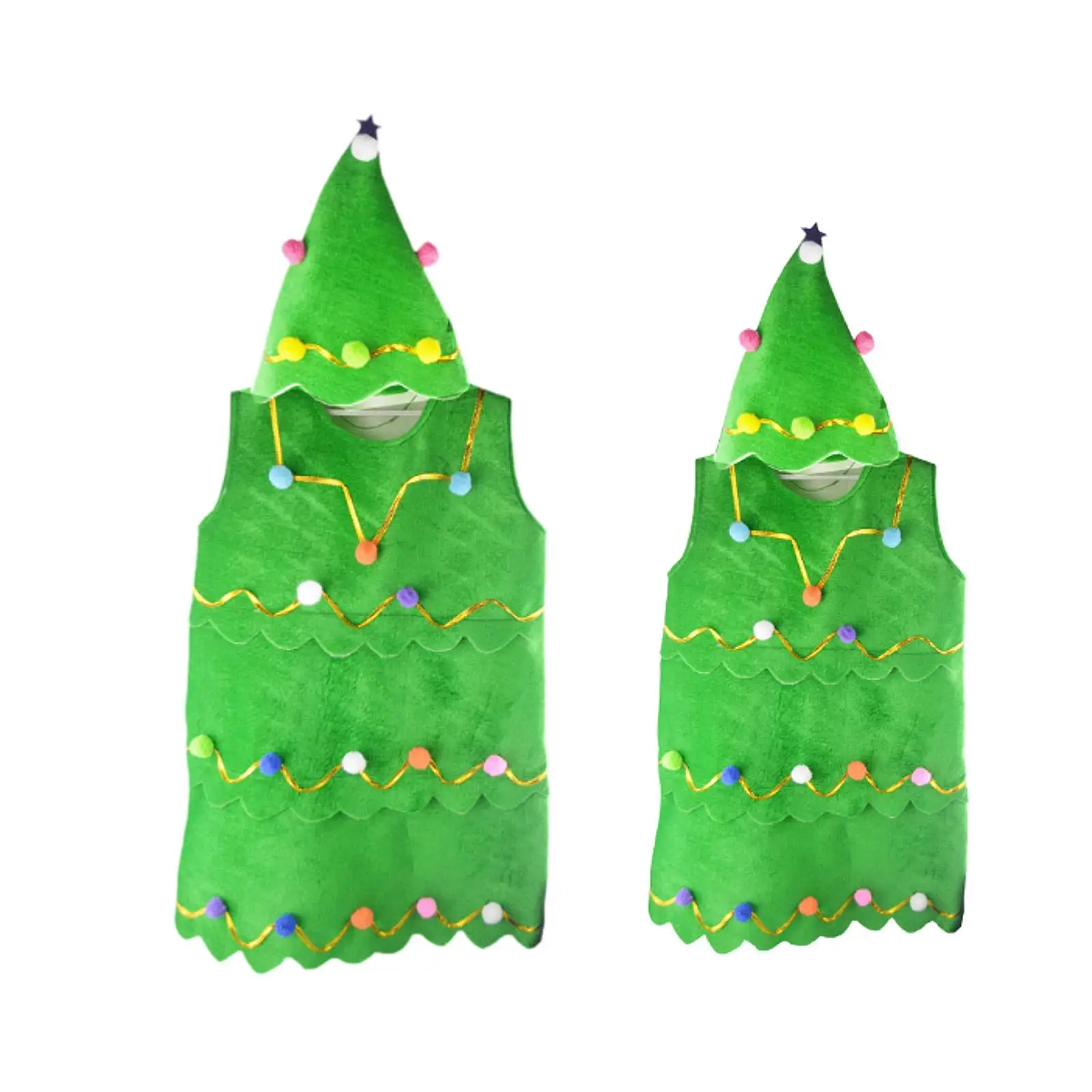 زي شجرة عيد الميلاد للأطفال بدون أكمام، فستان تنكرية وقبعة للعب الأدوار، لوازم حفلات الكرنفال التنكرية #1