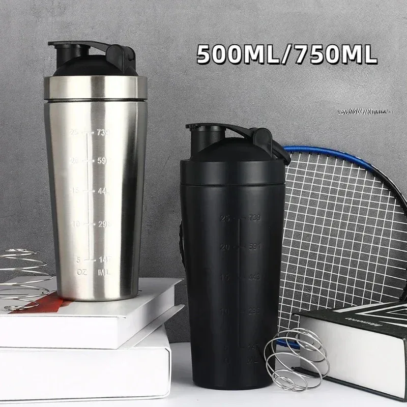 Edelstahl Protein Shaker Becher Tragbarer Fitness-Sportbecher Ernährungs-Shaker Wasserflasche Tragbarer Shaker