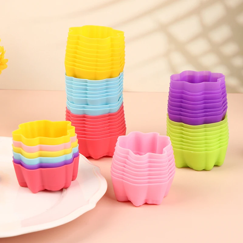 6Pcs 5cm Peony Flower Jelly Pudding Mold Muffin Cake Cup Silicone Muffin Cake Baking Molds Accessories