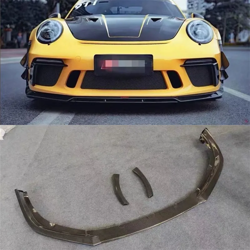 

For Porsche 911 991.2 992 GT3RS 2018 2019 2020 ReaI Carbon Fiber Front Bumper Lip Spoiler Kit