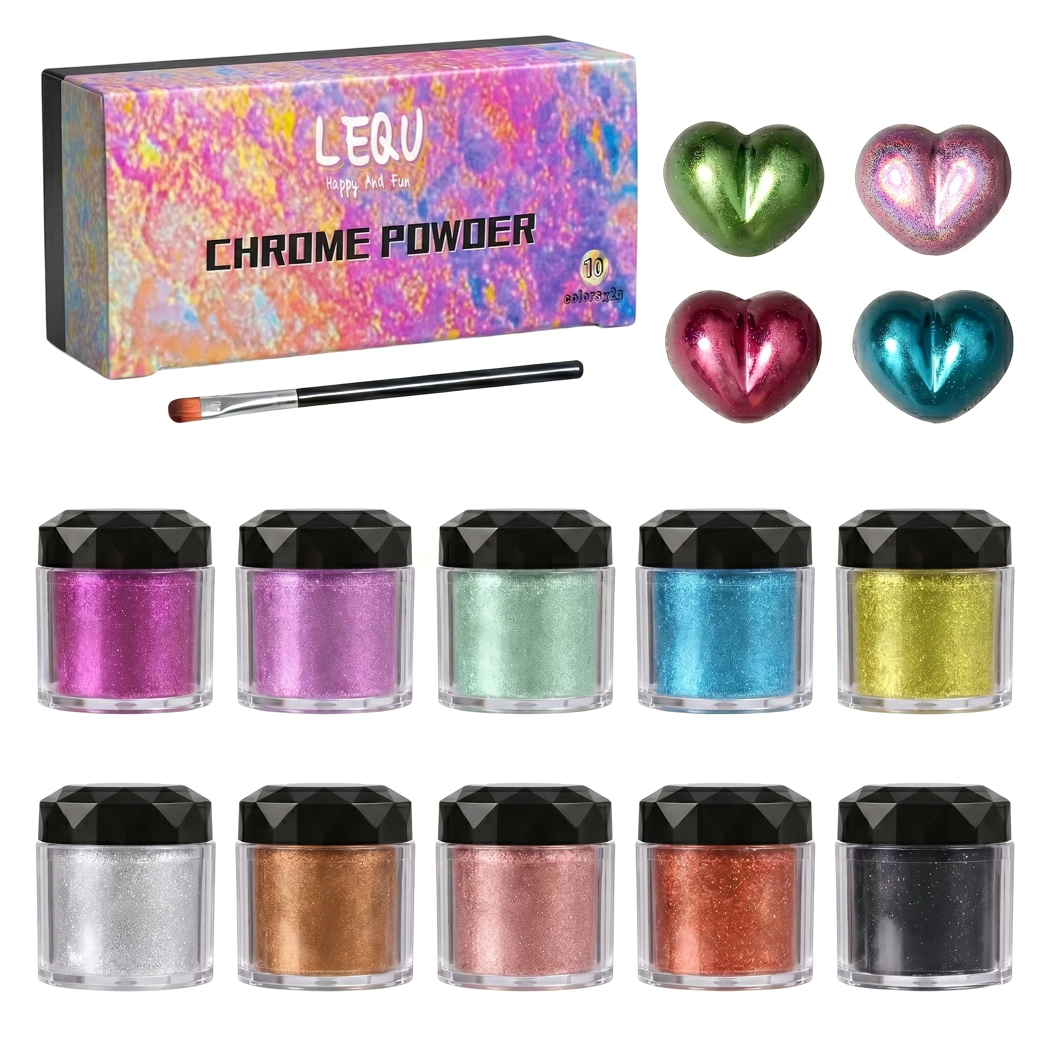 10 Color Magic Mirror Powder 02 Metallic Holographic Pigment for Epoxy Resin Jewelry Handmade Casting DIY，magic mirror powder