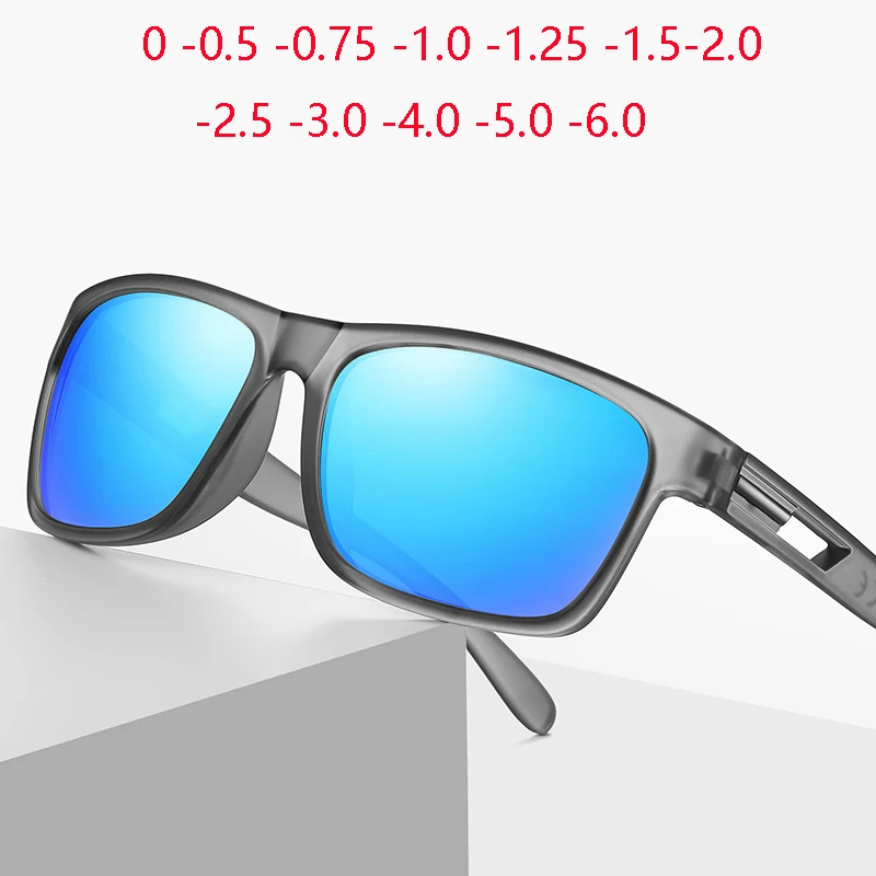 Transparent Gray Frame Square Nearsighted Sunglasses With Diopters Outdoors Sport Prescription Spectacles 0 -0.5 -0.75 To -6.0