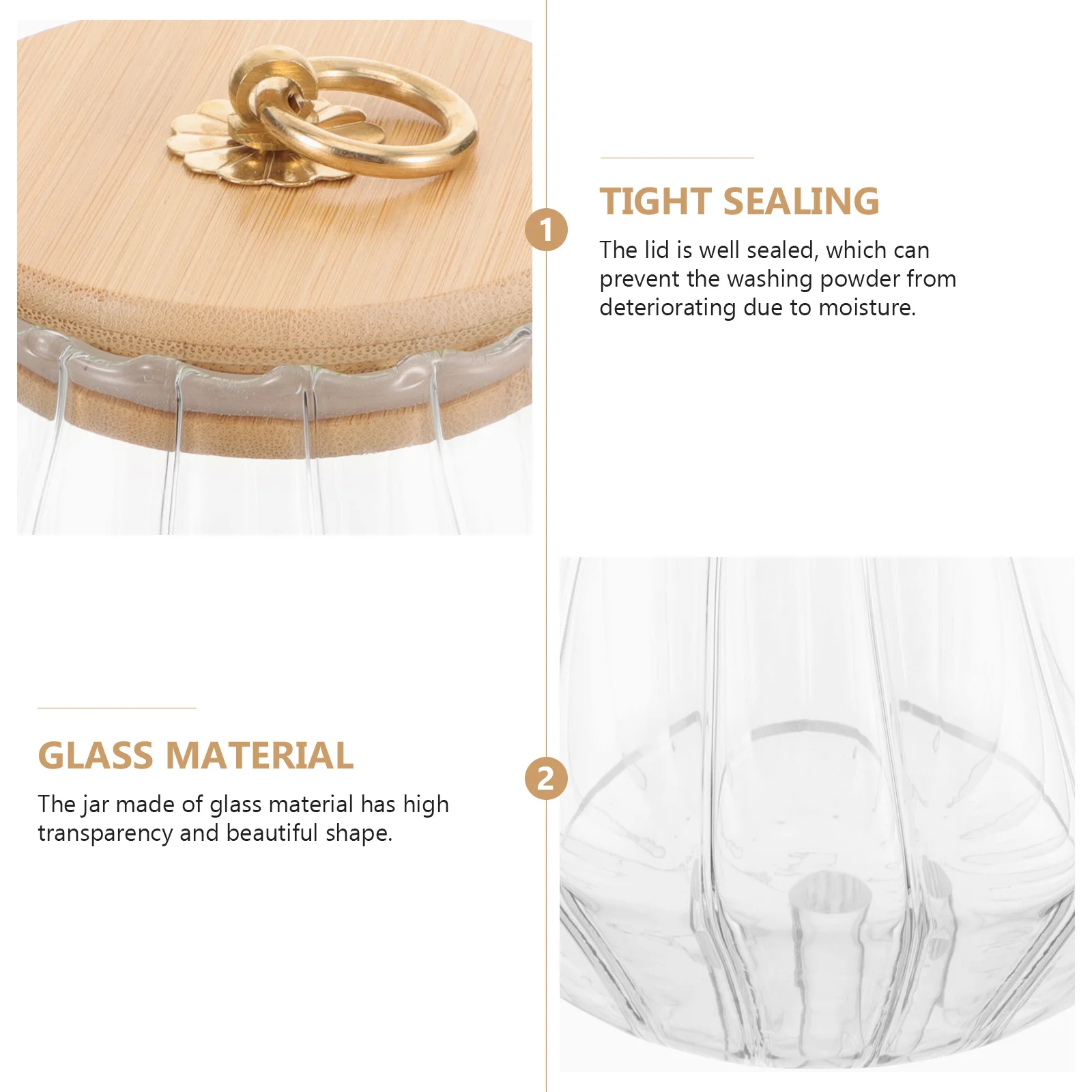 

Laundry Powder Box Glass Storage Container Airtight Lid Kitchen Bathroom Multi-Functional Jars Sealed Holder Farmhouse