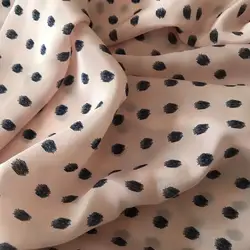 1 meter 100% Mulberry Silk 15 momme Crepe Silk Fabric Pink Dots Printed 138cm 54