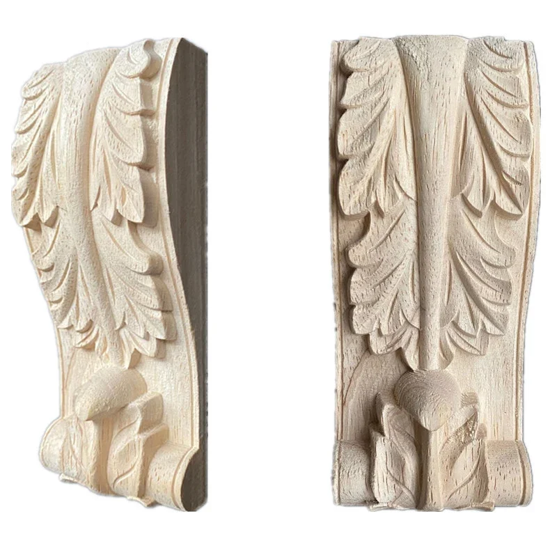 装飾的なアンティークヨーロッパ木彫り脚、スティグマウッドデカール、ウッドアップリケ、花柄ロングリーフ木製家具脚、キャビネット用