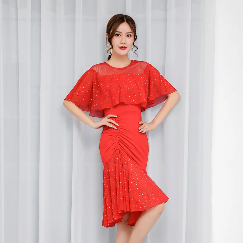 New Dance Square Dance Costume Summer, Short Sleeve Suit Latin Dance Costume Competition Table Performance Costume Female