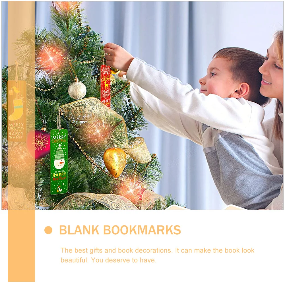 1Set Blank Bookmarks Elegant Design Good Texture Meaningful Present Christmas Tags Valentine Gift Office Supplies