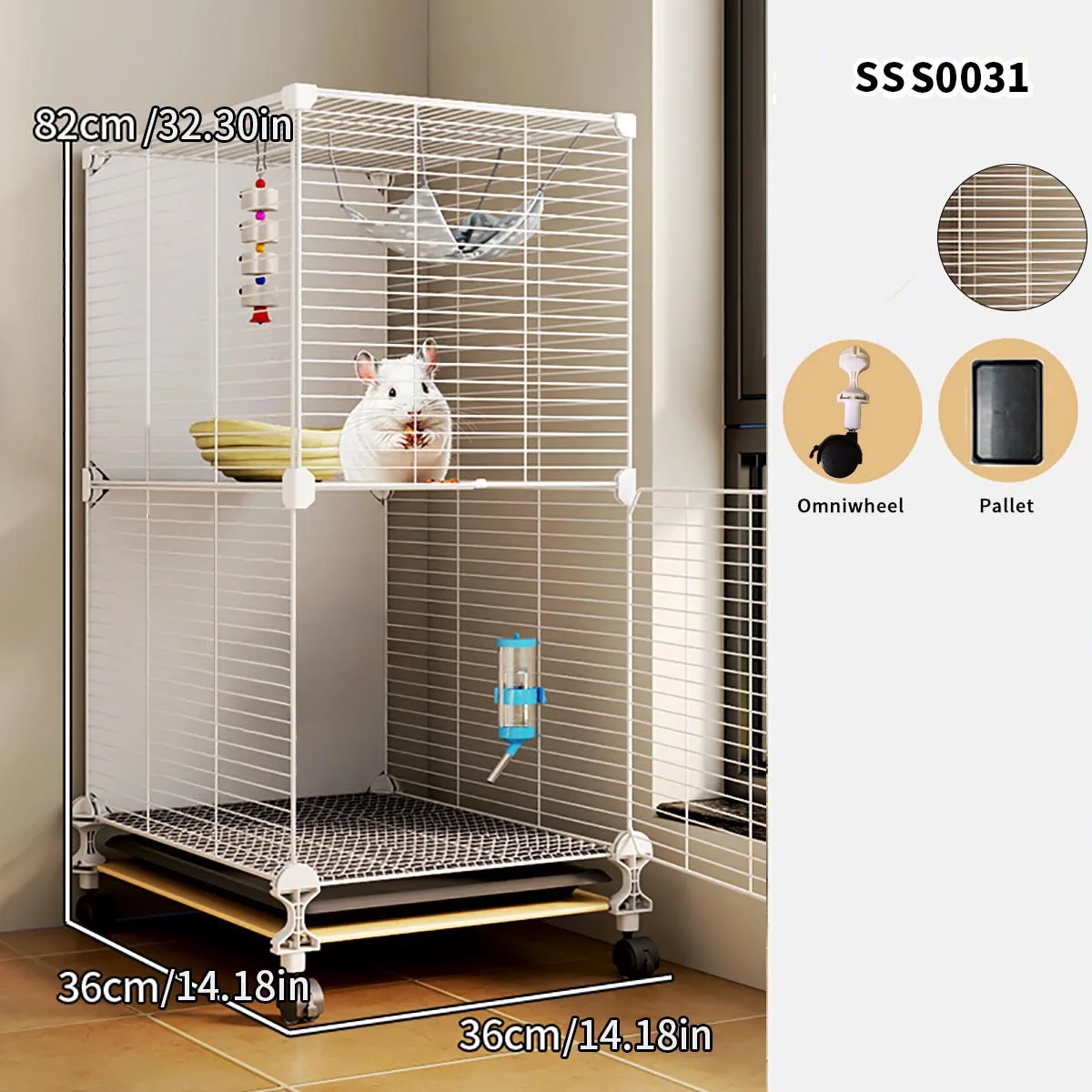 Small Animal Iron Cage with Wheels, Assembled Cabinet-Style Cage for Home Use, Large Villa-Style Squirrel and Sugar Glider Breeding Cage
