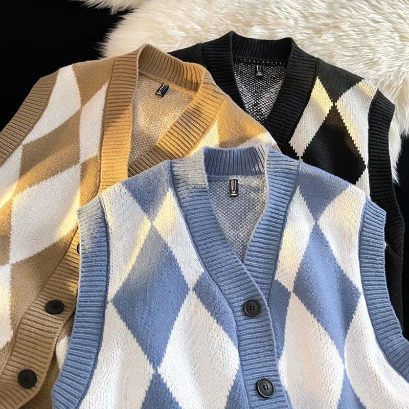

Молодежный модный тренд, осенне-зимний теплый жилет с v-образным вырезом, осенне-зимний корейский вариант, многофункциональный свободный удобный свитер