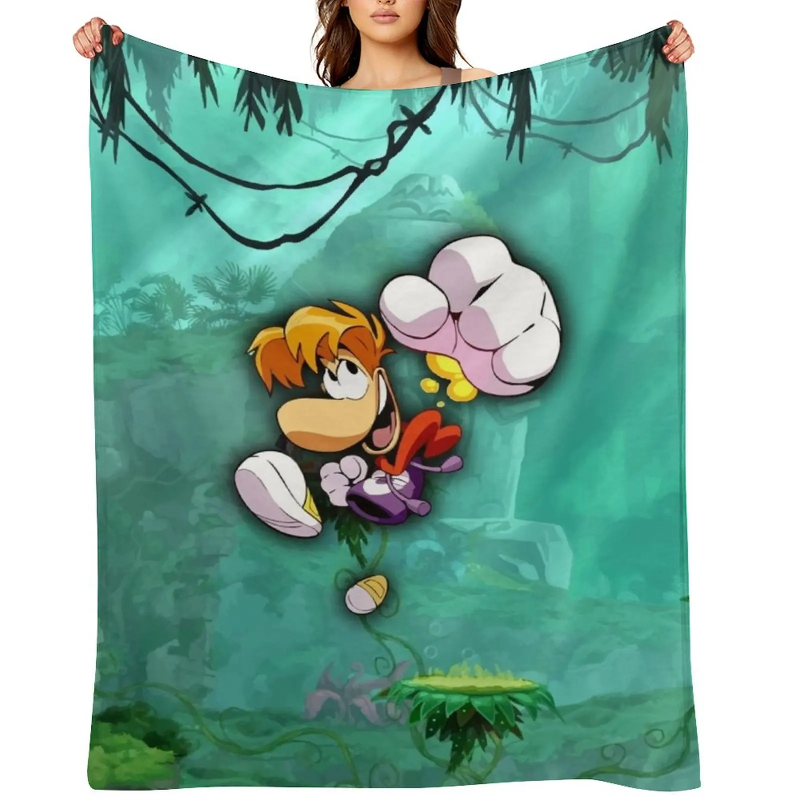 

Rayman Jumping Background Throw Blanket Large Vintage blankets ands Quilt Blankets