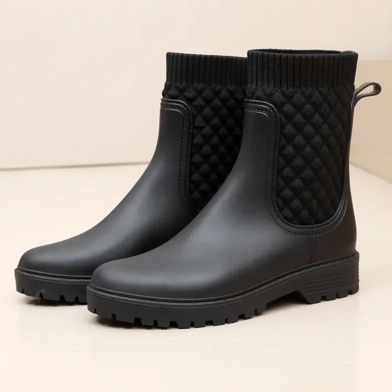 New 2023 Summer Women\'s Rain Boots Fashion Outdoor Platform Boots Women Comfortable Work Rain Boots Non-slip Pull-on Rain Boots