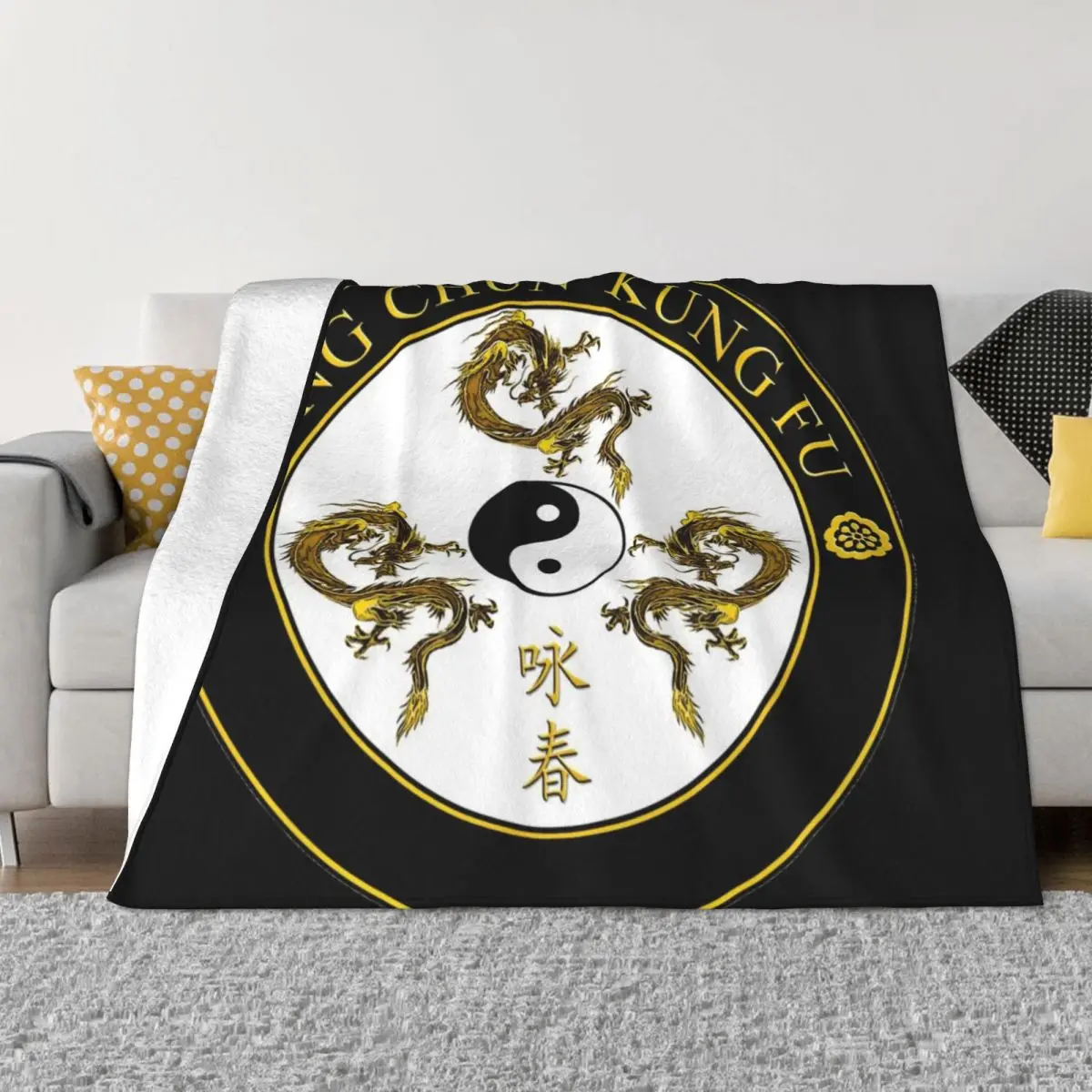 

Wing Chun Kung Fu Martial arts dragon black movie design Throw Blanket fluffy Soft Big Blankets For Sofas Blankets