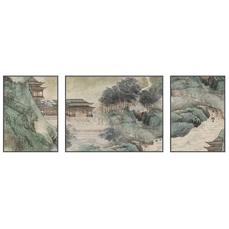 New Chinese landscape painting Zen decoration living room Chinese style tea room atmospheric canvas painting