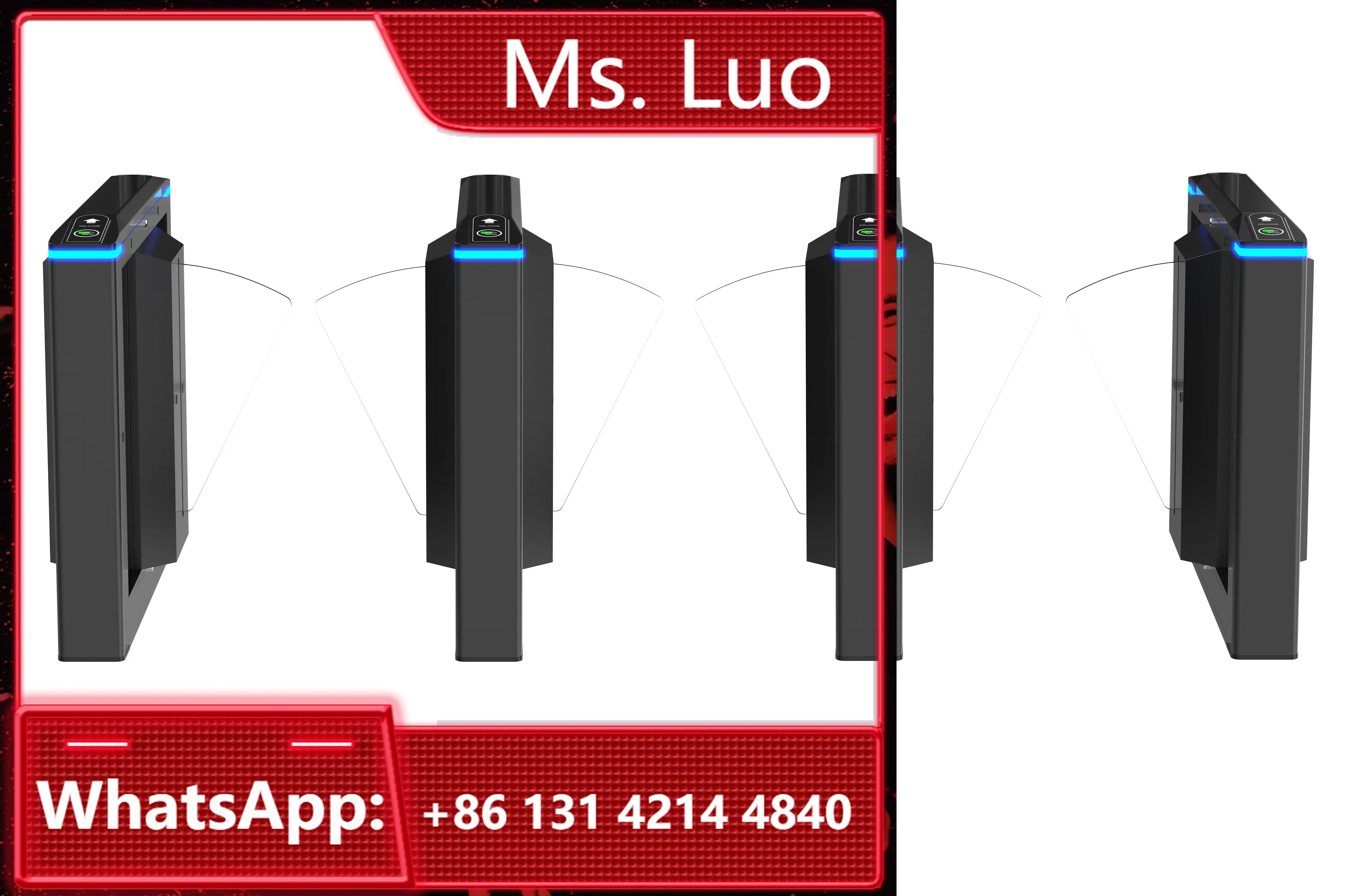 Manufacturer AKT313 BK 304 Stainless Steel Flap Barrier Gate Optical Arm Rfid Car  Read  for Office Entrance
