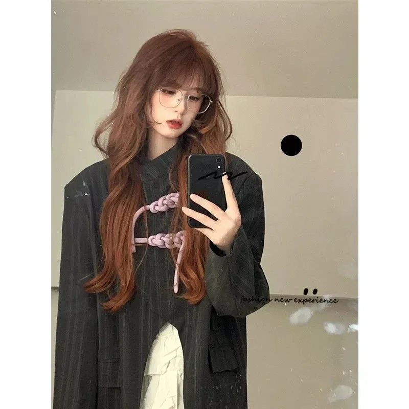 Harajuku Jacken für Frauen stehen lose unregelmäßige Outwear 2024 Ropa Mujer Mode Streetwear Vintage Mantel koreanische lässige Y2k Tops