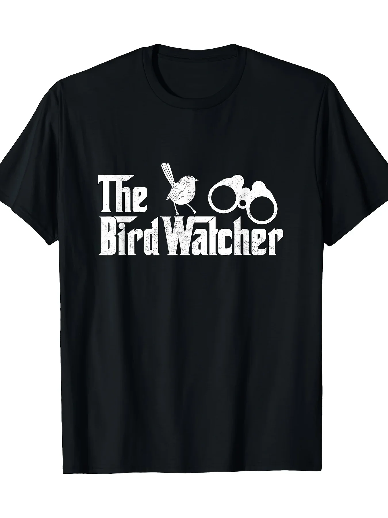 New 1pc Men's Birdwatching Tee - Casual Round Neck T-Shirt Suitable for Bird Watching, Machine Washable Outdoor Enthusiast Gift,