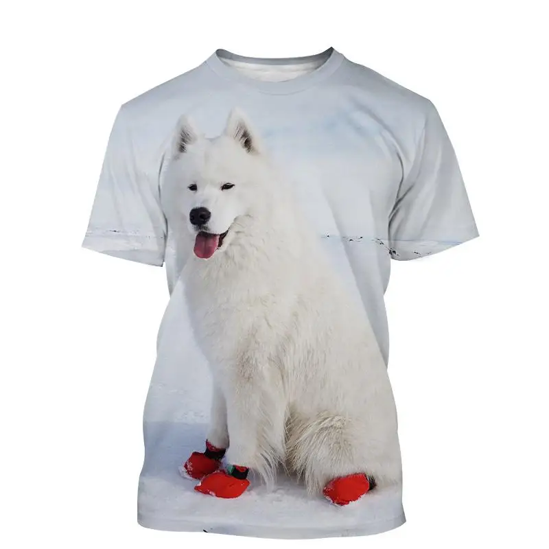 New Men's Women's Children's Casual T-shirt 3d Printing Cute Animal Dog Samoyed Pattern Breathable Light Summer Sports Top