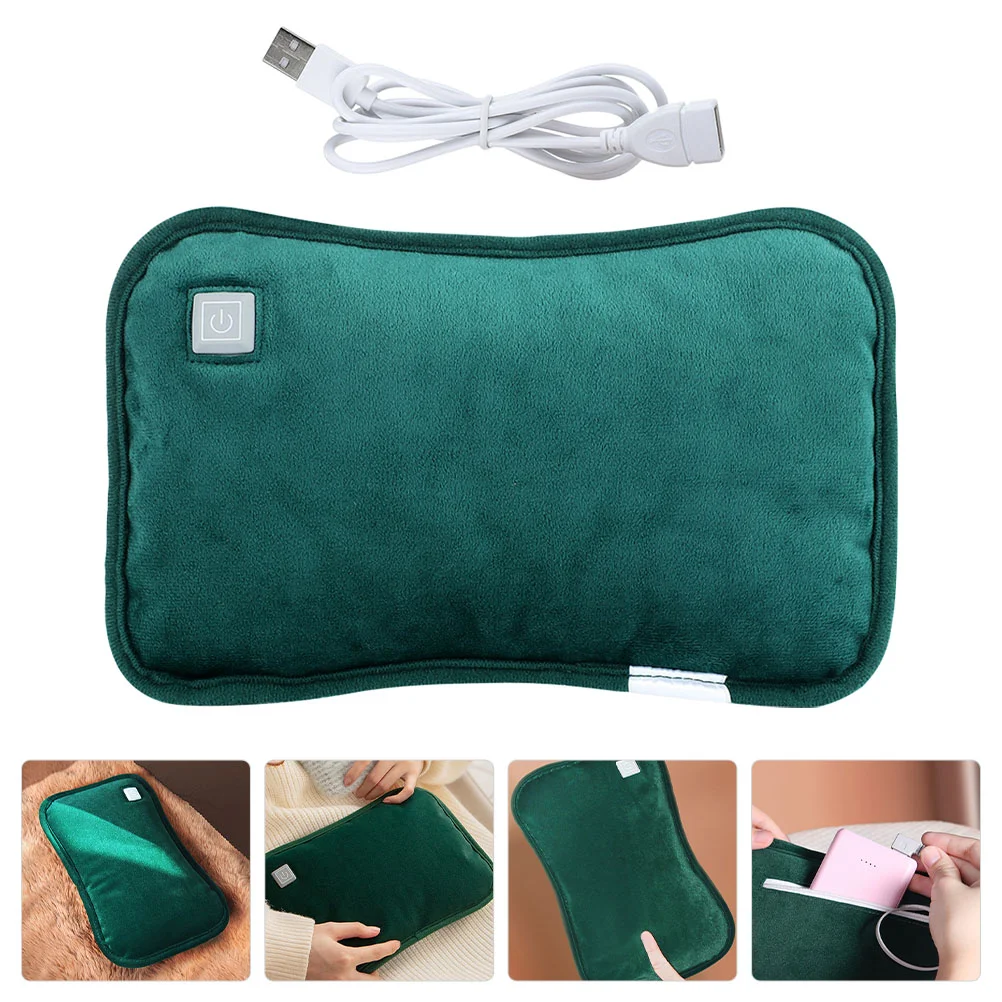

USB Electric Stomach Warmer Waterless Bag Rechargeable Portable Graphene Heating Supply Foldable Green 3 Temp