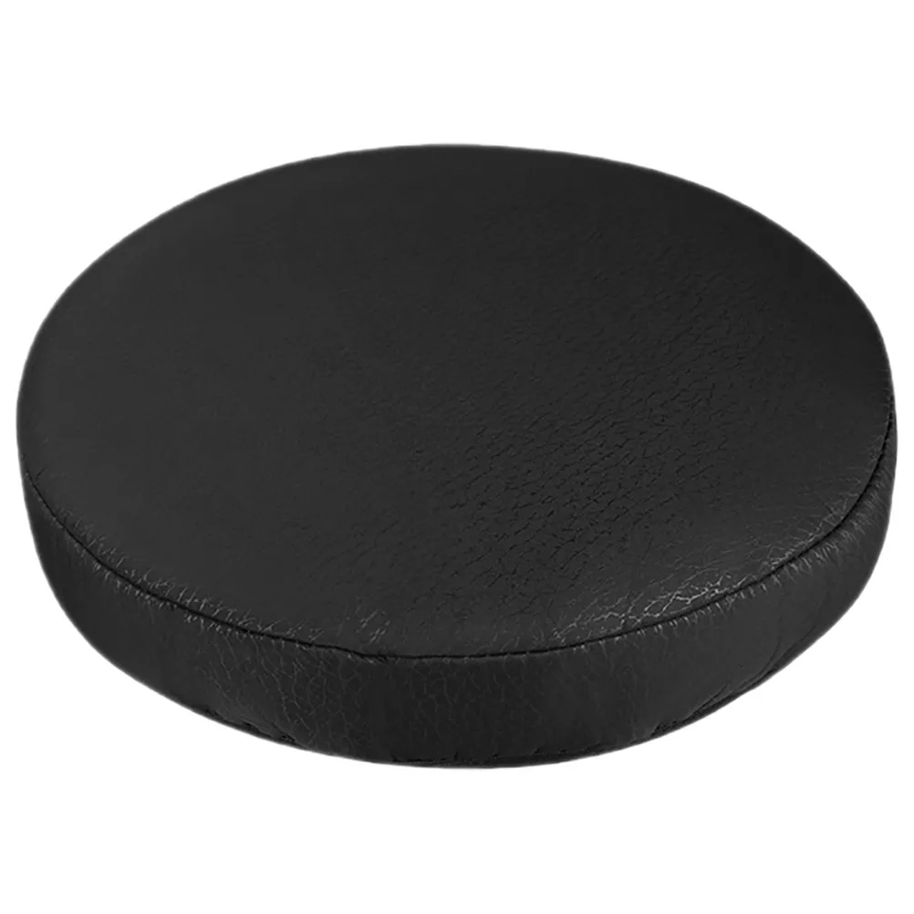 Round Stool Covers 33Cm Diameter Elastic Black PU Seat Slipcovers for Bar Stools Kitchen Islands Dining Commercial Use view 3