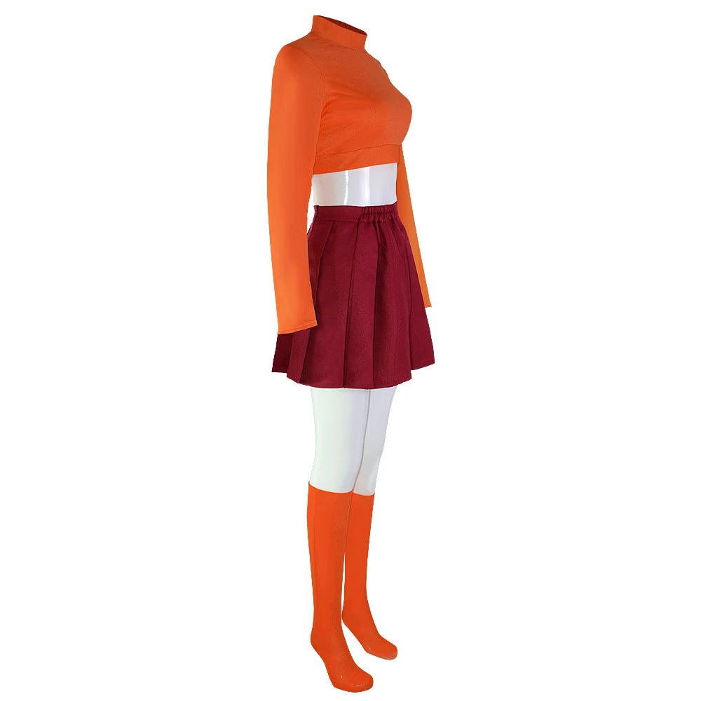 Anime Velma Cosplay Costume Movie Character Orange Uniform Halloween Costume For Women Girls Cosplay Costume Role Play Outfits