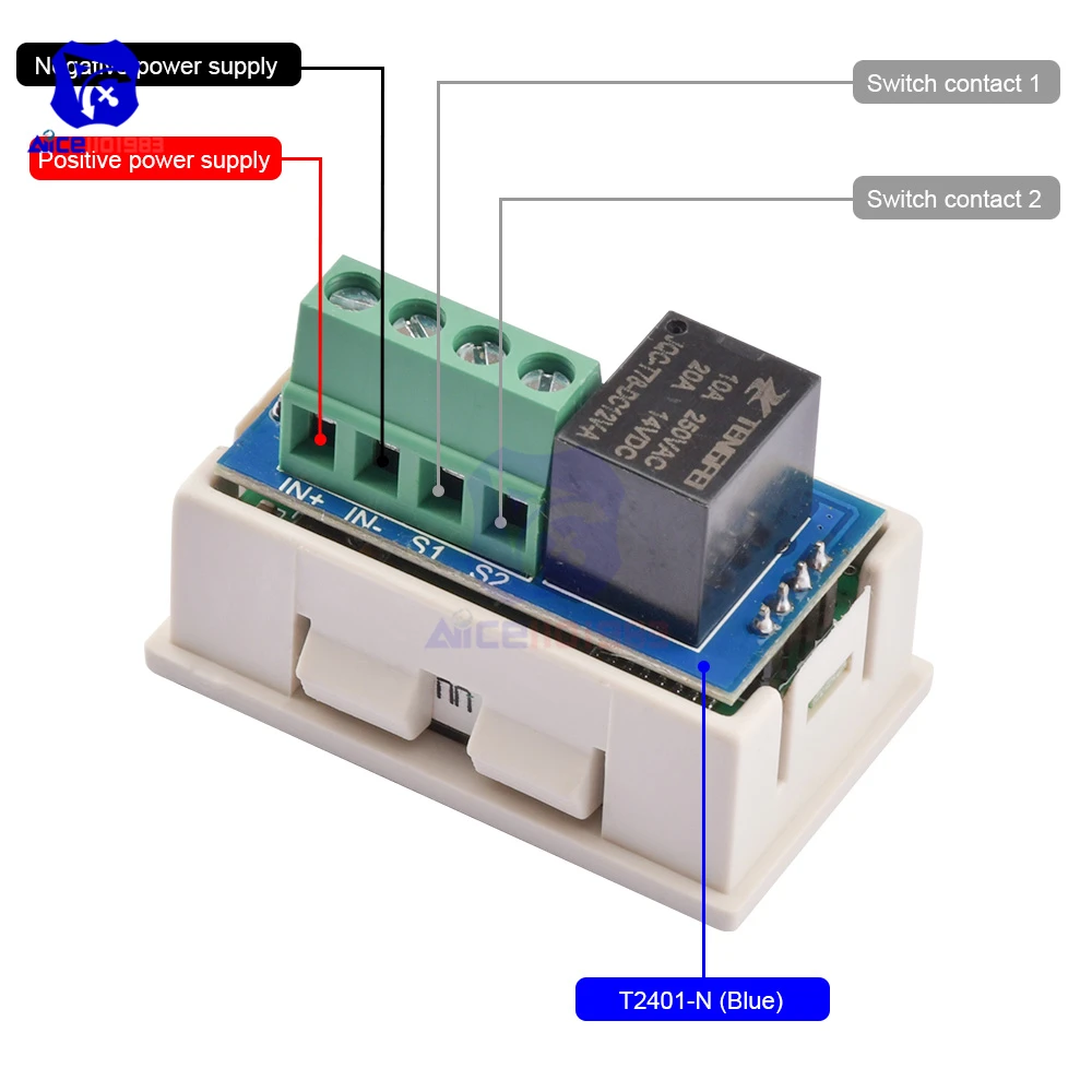 T2401-O/N DC 12V Zeitrelais-Modul mit Verzögerung, Dual-Display Digital-Zeitrelais, Direkt-/Passiv-Ausgang, Mini-LED-Digital-Timer – Detail 21