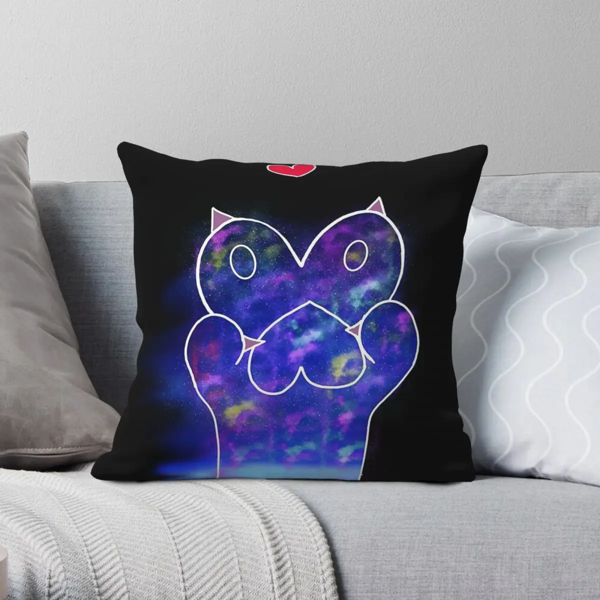 Paw Power Cat Galaxy Square Pillowcase Polyester Linen Velvet Pattern Zip Decorative Car Cushion Cover Wholesale 18