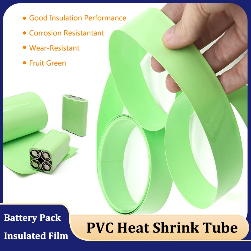 

18650 21700 Battery Packs PVC Heat Shrink Tube Fruit Green Cable Sleeve Shrink Insulation Protect Film Wrap Width 15mm ~ 150mm