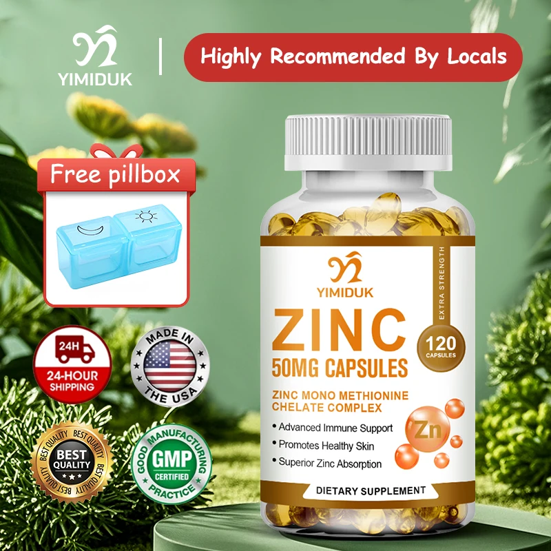 

High Absorption Zinc Capsules, for Immune System & Metabolism Booster, Gentle on Stomach, Boosts Energy, GMP Certified, Non-GMO