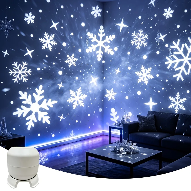 Christmas Snowflake Projector Light LED Night Light Auto Rotating USB Powered for Room Festival Party Xmas Decor New Year Gift