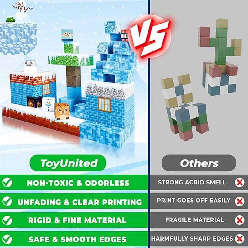 Cube magnétique du monde de glace et de neige pour la Construction, ensemble de Construction à empiler, jouets sensoriels éducatifs pour enfants garçons filles âgés de 3 ans et plus, bricolage