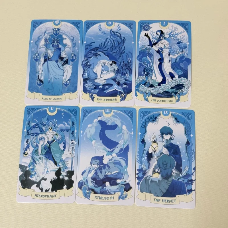 Sea in Moonlight Tarot Cards 78PCs English Version Blue Ocean Mermaid Divination Games Board Card Games