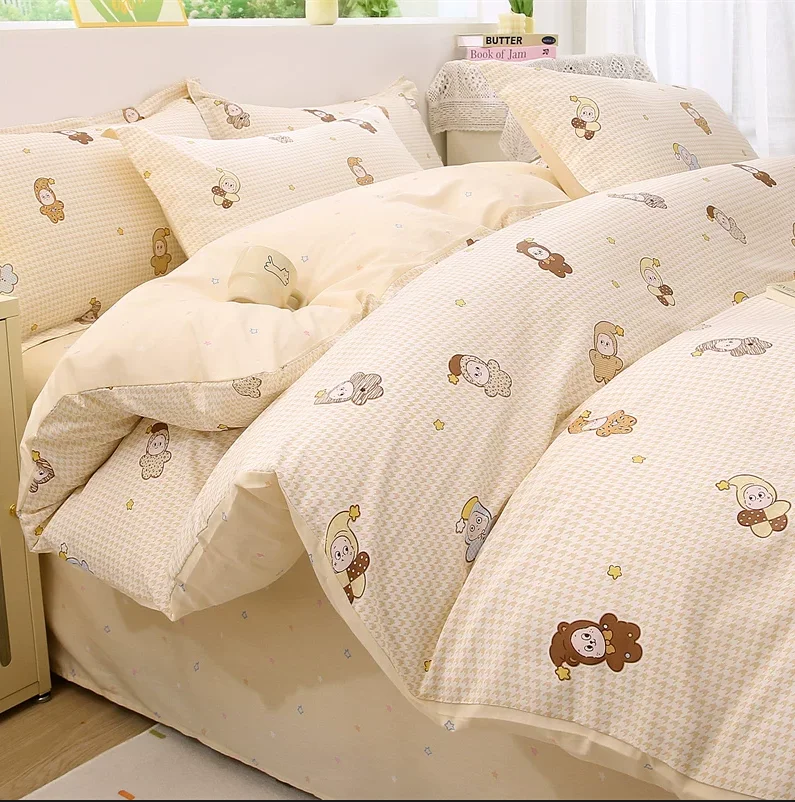 Four-piece set of pure cotton 2026 new bedding quilt cover sheets pure cotton student dormitory three pieces