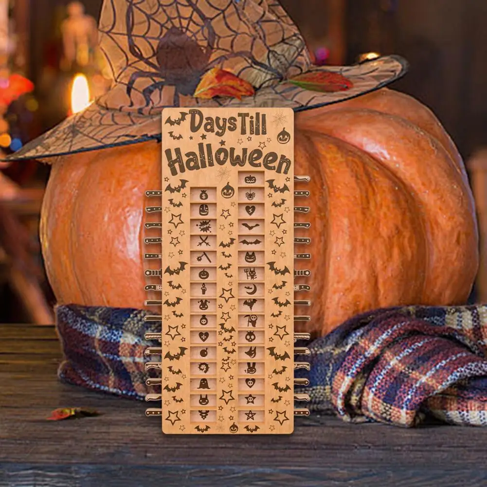 Halloween Advent Calendar Farmhouse Rustic Heavy Duty Wood 31 Days Countdown Calendar Days Till Halloween Desktop Decoration Fes