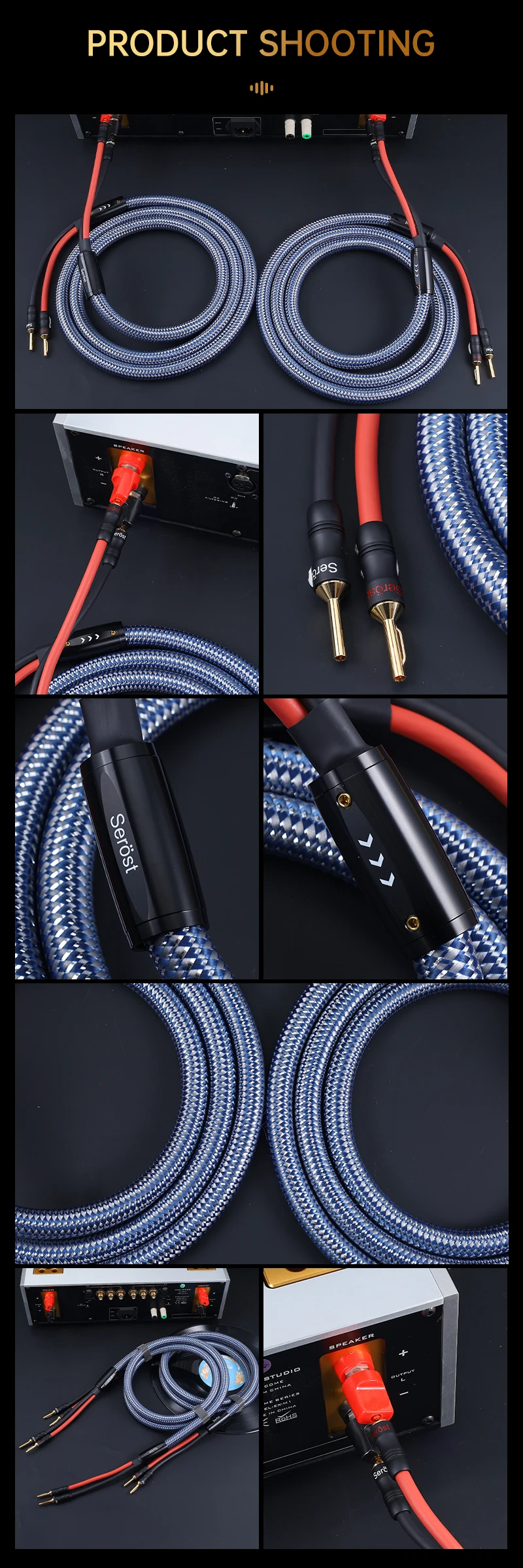 Serost HiFi Audio Lautsprecherkabel Versilbertes OFC Sauerstofffreies Kupfer für HiFi-System Verstärker Lautsprecher Y- oder Bananenstecker – Detail 10