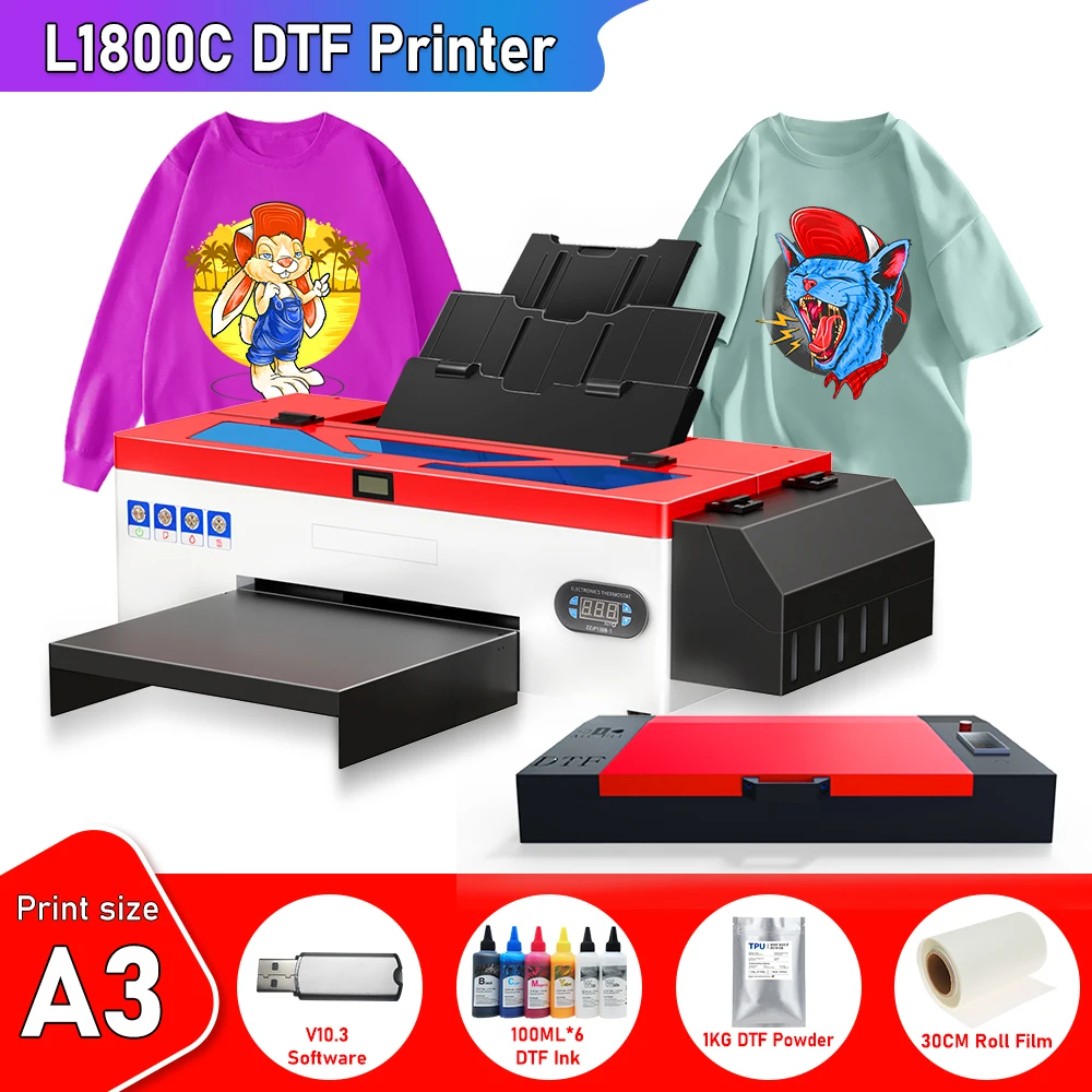 

L1800 DTF Printer impresora dtf A3 t shirt printing machine for heat transfer directly to film printing machine with dtf oven a3