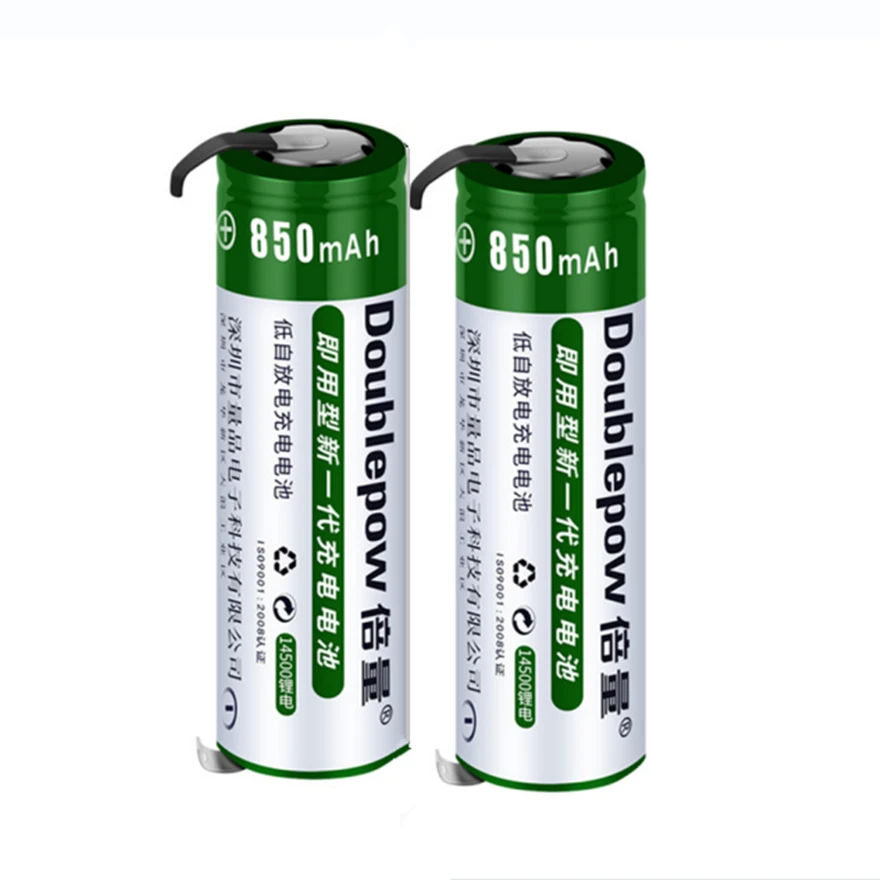 1pcs/lot 3.7V 14500 rechargeable lithium battery 850mAh rechargeable battery for shaving razor with solder feet