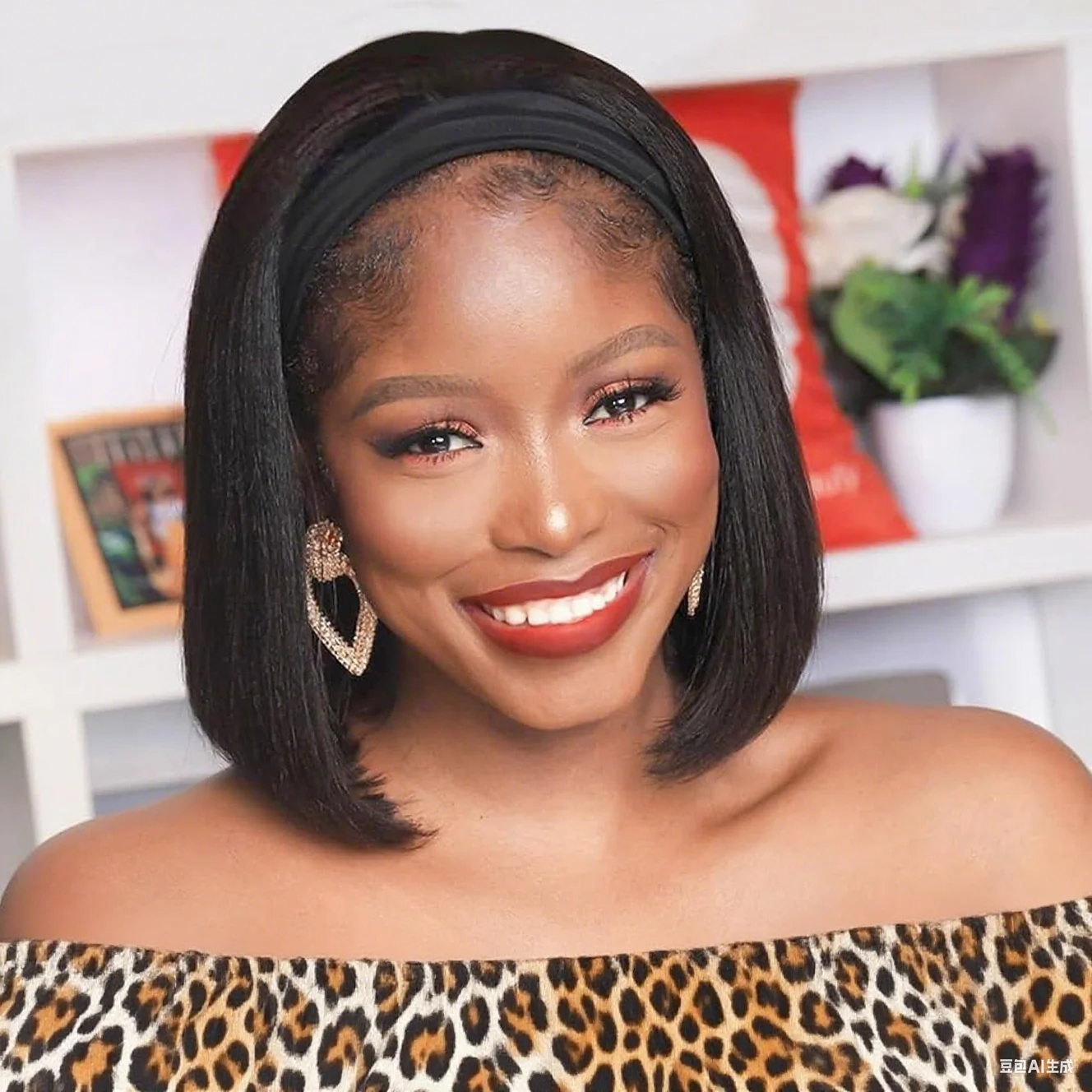 人毛ボブウィッグ ヘッドバンドウィッグ 8インチ グルーレス ショートボブ ヘッドバンドウィッグ (8インチ) ジェットブラック マシンウェフト