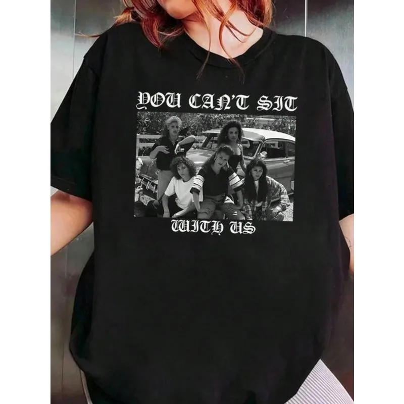 

Футболка в стиле ретро, грустная девушка для поклонников старого фильма, сезонный новый предмет, подходящий для мужчин и женщин, повседневная футболка