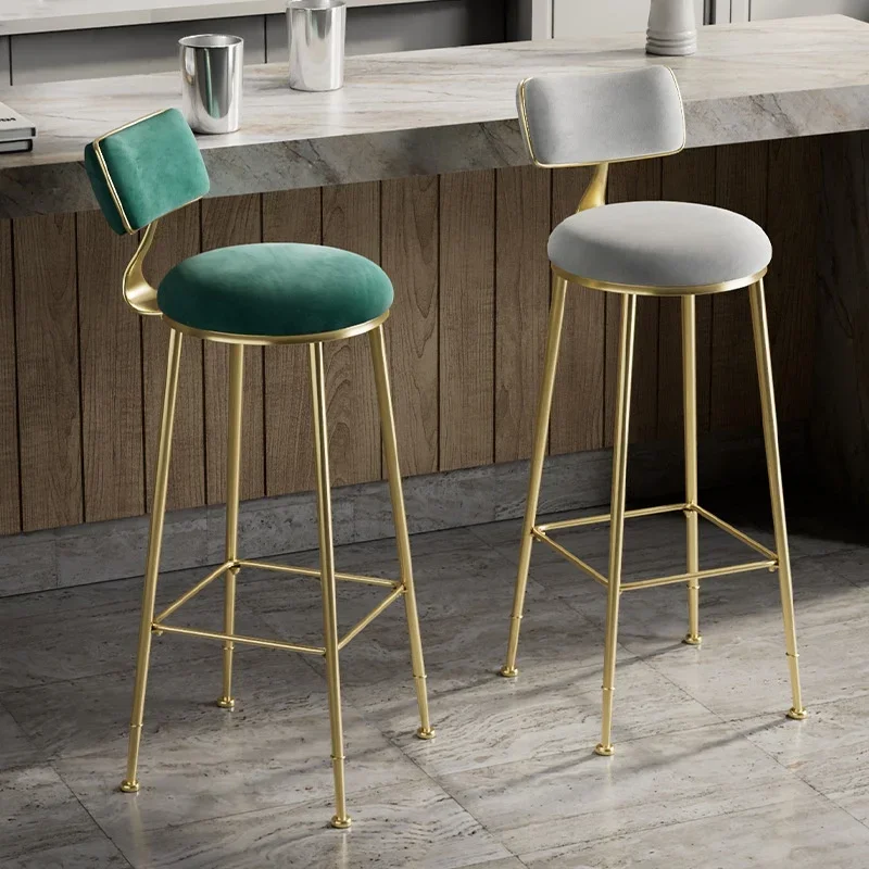 

Nordic Bar Stool Minimalist Luxury Home Gold Bar Stool High Back Kitchen Counter Chair Iron Craft Modern Sit Stand Bar Chair
