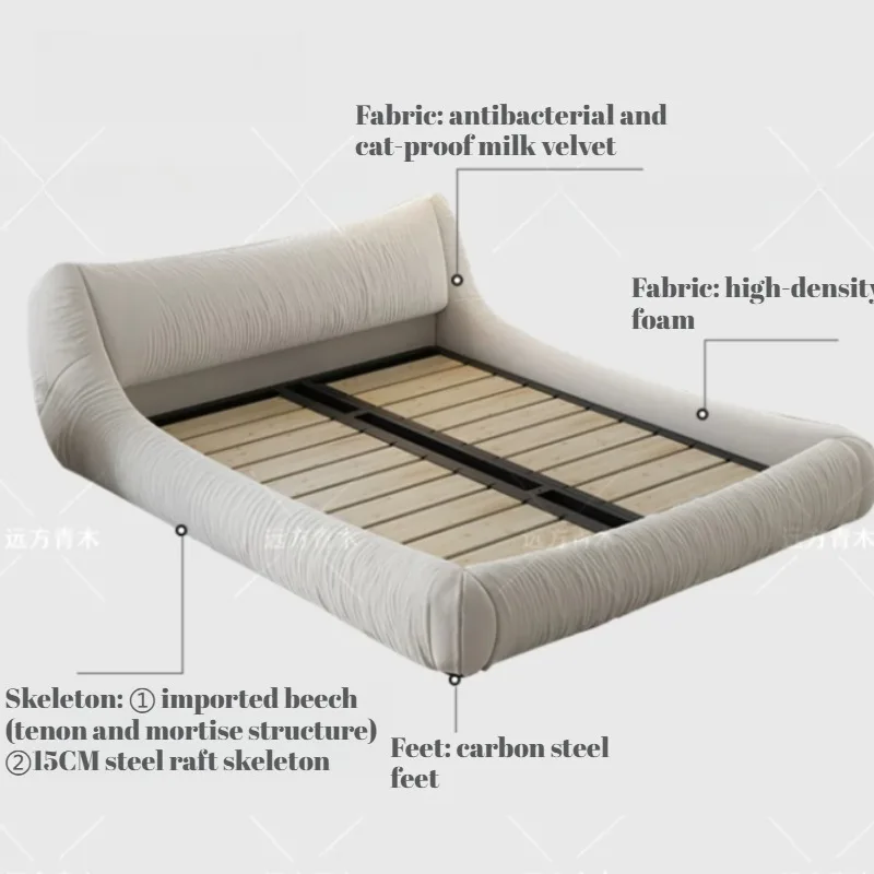 French Tatami Bed Storage Simple Fabric Nordic Floor Bed Space Saving Double Muebles Para Dormitorio Futuristic Furniture