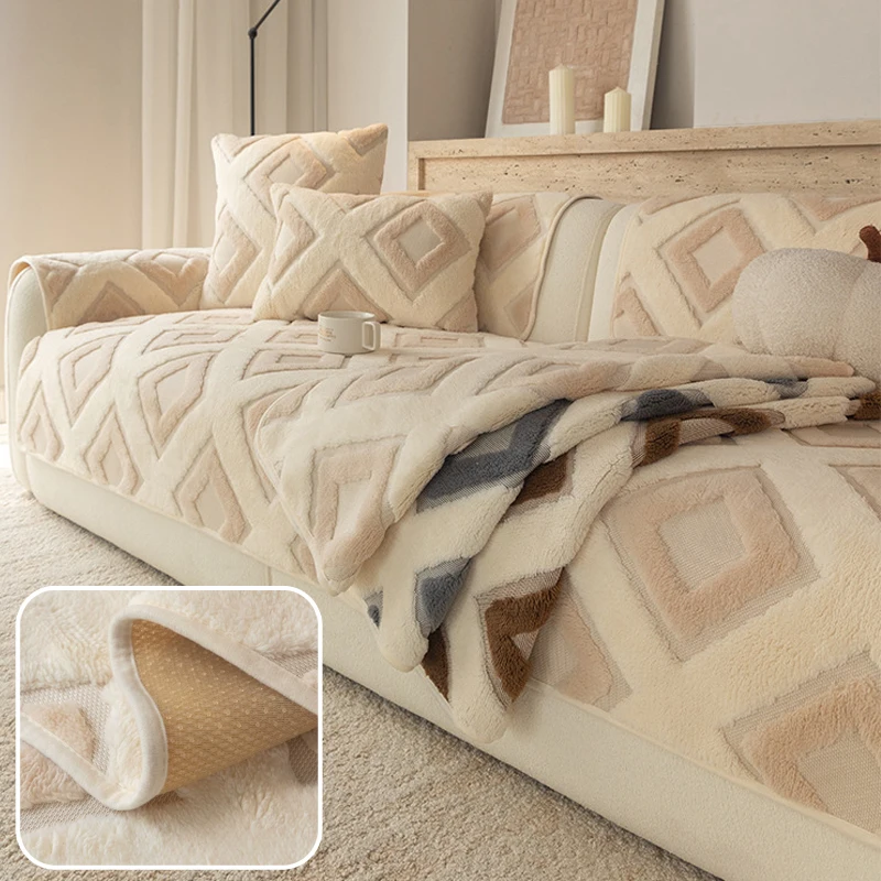 

1PC Morocco Style Sofa Cover Thick Plush Vintage Design Non Slip Couch Towel for Living Room Pet Scratch Protection Home Decor