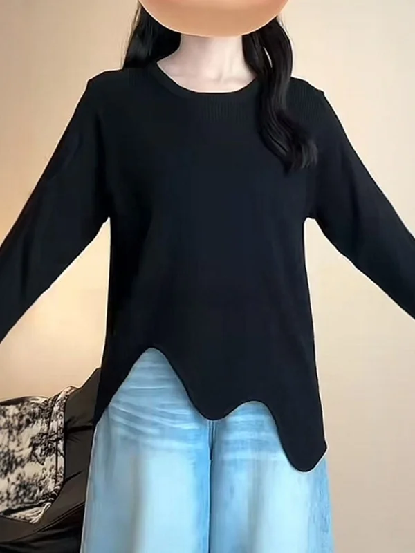 

Loose Knitted Base irt Women's Spring Season Unique Sle Casual Commute Korean Version plus Size Slimming Faionable Bott...