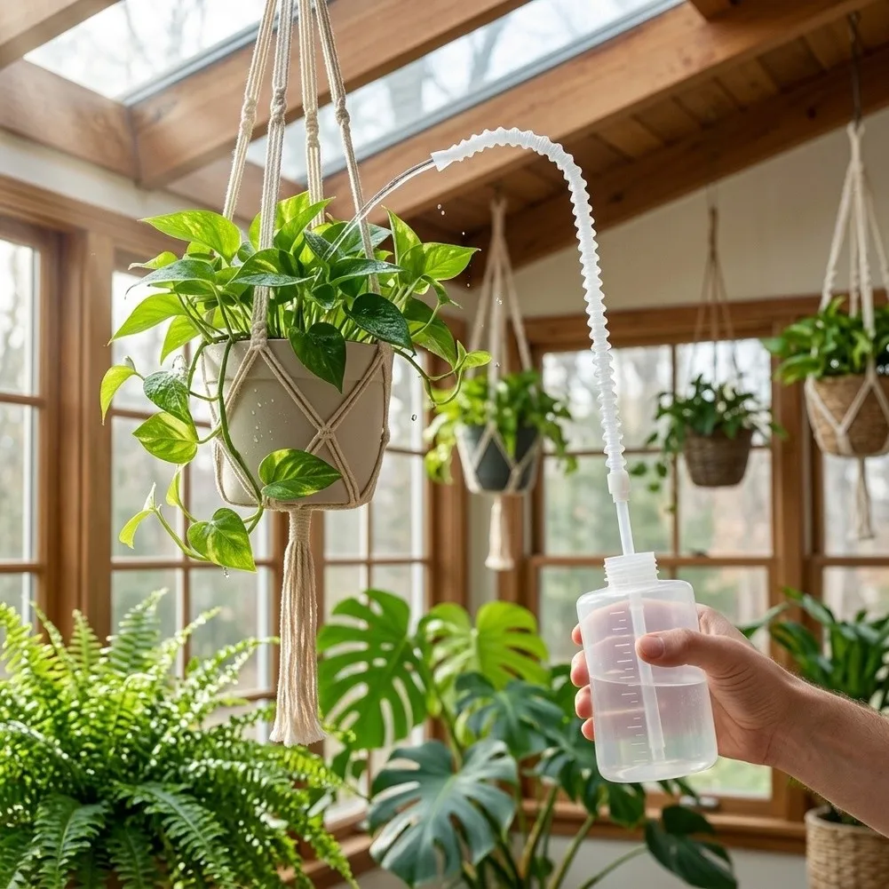 Long Nozzle Watering Bottle 500ml for Hanging Plants 19.6In Reach Designed for Efficient Hydration of Multiple Levels