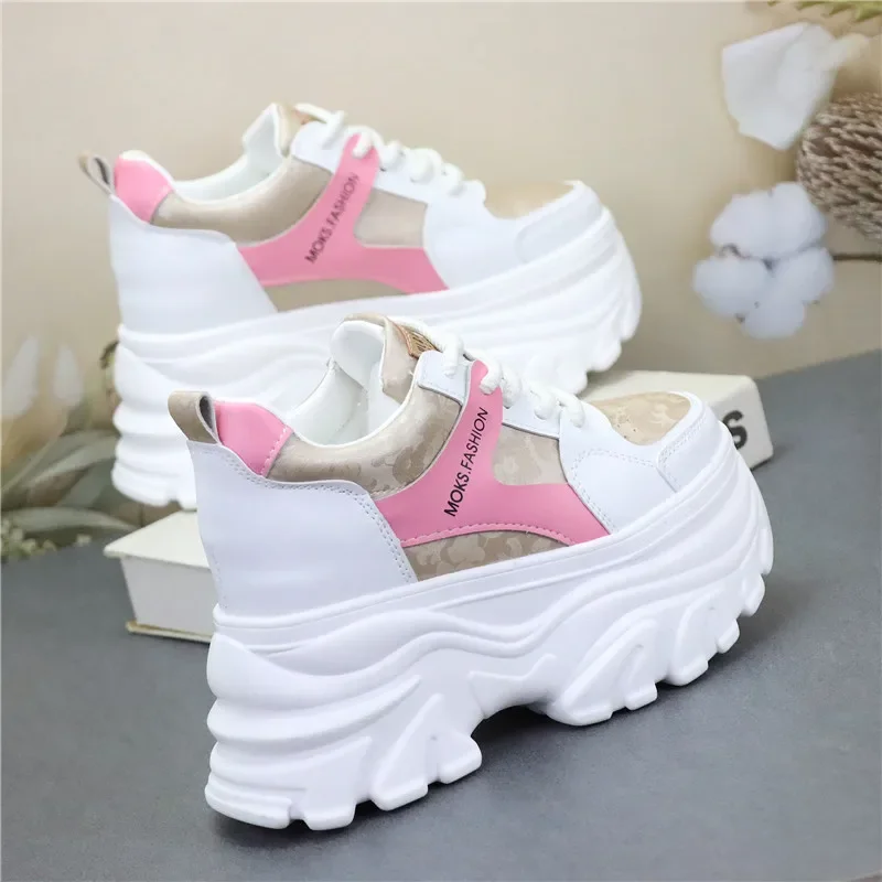 Women's 12cm Platform White Sneakers for Short Girls Elevator Student Casual Shoes Fashion Athletic Footwear sneakers women