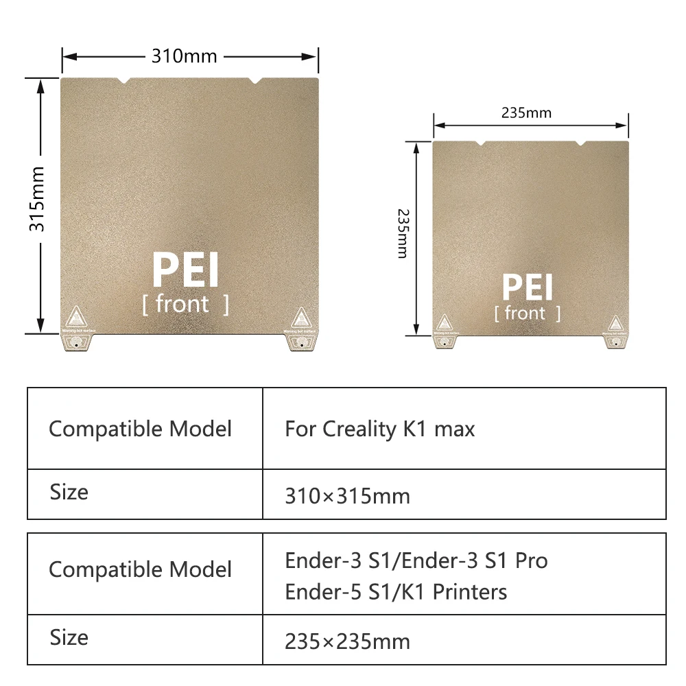 PEI/PET/PEO Magnetic Build Plate Double Side Spring Steel Sheet 235/310mm Hotbed Plate For Ender 3 S1/S1 Pro/Creality K1/K1 Max