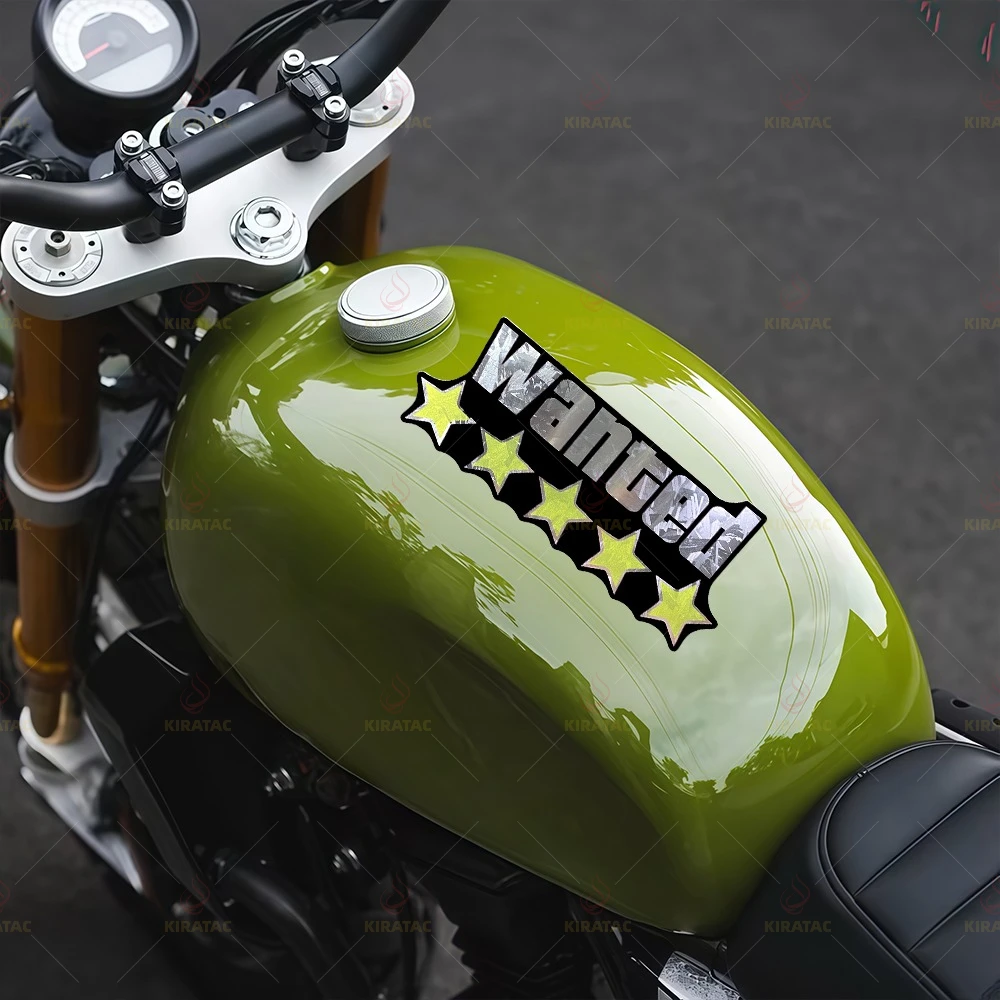 2Pcs/Set Holographic Carbon Silver WANTED Sticker, Waterproof Vinyl Decal for Motorcycle, Car, Scooter, Helmet and Window