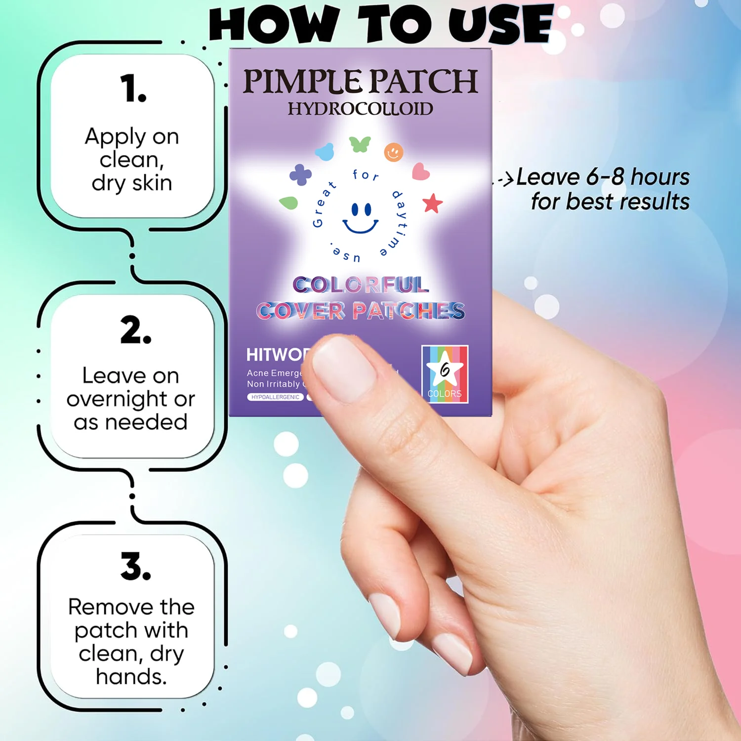 رقعة حب الشباب الغروانية المائية غير المرئية المقاومة للماء لتنظيف الوجه، ملحقات أداة جوهر مناسبة لجميع أنواع البشرة