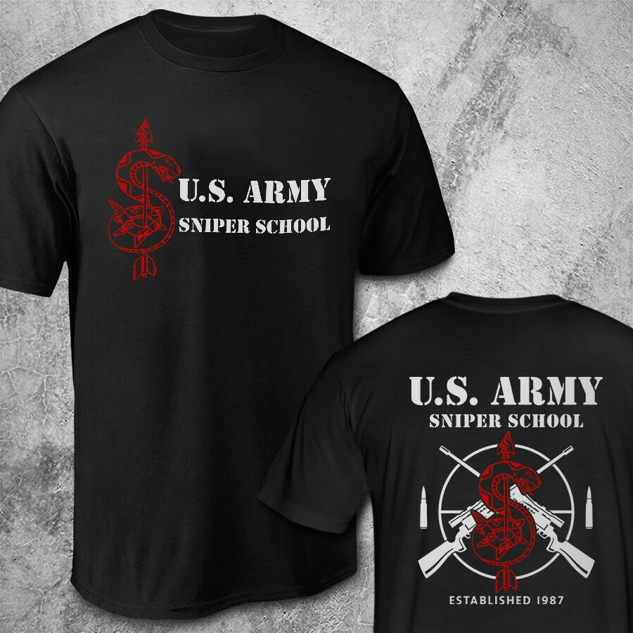 Summer Cotton Short Sleeve O-Neck Mens T Shirt New US Army Special Force Sniper School Fort Benning Training Camp T-Shirt 2024